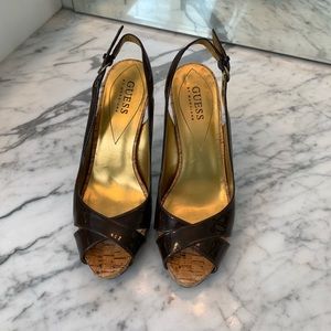 GUESS by Marciano brown patent leather sandals